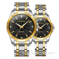 CHENXI New Men Women Quartz Couple Watch Fashion Waterproof Stainless Steel Watch Golden Luxury Wristwatch 050A